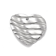 201 Stainless Steel Pendants, Heart Charm, Stainless Steel Color, 16.5x18x1mm, Hole: 1.2mm(STAS-G296-09P)