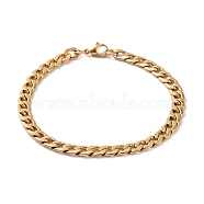 Vacuum Plating 304 Stainless Steel Cuban Link Chain Bracelet for Men Women, Golden, 8-5/8 inch(22cm)(BJEW-E031-07G)