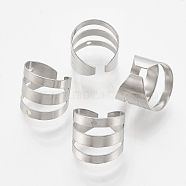 304 Stainless Steel Ear Cuff Findings, Stainless Steel Color, 10x10mm, Hole: 1mm(STAS-T037-03)