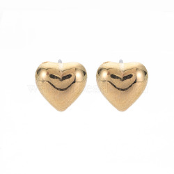 Heart Stud Earrings for Women, Cadmium Free & Lead Free, Gold, 10x10mm, Pin: 0.6mm(EJEW-S213-02B-01G-RS)
