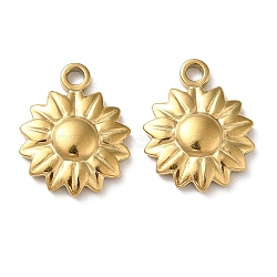 304 Stainless Steel Charms, Flower Charm, Real 18K Gold Plated, 14.5x12x2.5mm, Hole: 1.6mm(STAS-Q25-10G)