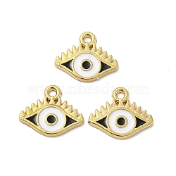 Alloy Enamel Pendants, Eye Charm, Golden, Black, 12.5x15x1.5mm, Hole: 1.4mm(ENAM-J650-11G-05)