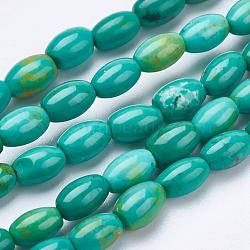 Natural Magnesite Beads Strands, Dyed, Rice, Yellow Green, 6x4mm, Hole: 1mm, about 63pcs/strand, 15.5 inch(TURQ-K003-01B)