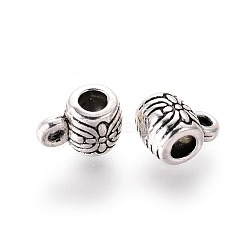 Tibetan Silver Hangers, Bail Beads, Lead Free & Nickel Free & Cadmium Free, Barrel, Antique Silver, about 6mm long, 6mm wide, Inner Diameter: 2.5mm, Hole: 1mm(AB698Y-NF)