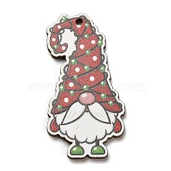 Wood Pendants, Christmas Theme Charms, Gnome, 49.5x26x2.5mm, Hole: 2mm(WOOD-Z003-01H)