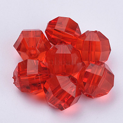 Transparent Acrylic Beads, Faceted, Round, Red, 12x11mm, Hole: 2mm, about 530pcs/500g(TACR-Q256-12mm-V12)