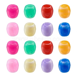 Pet 80Pcs 8 Colors Acrylic European Beads, Imitation Gemstone, Large Hole Beads, Barrel, Mixed Color, 10pcs/color(MACR-MP0001-01)
