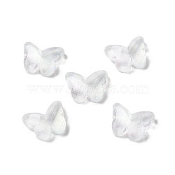 K9 Glass Cabochons, with Glitter Powder, Butterfly, White, 6.2x7.9x2.5mm(GGLA-Z003-04B-001JW)