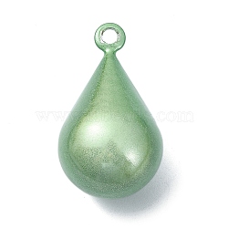 Brass Bell Pendants, Suikin Bell, Teardrop Charms, Lime Green, 30.5x17~17.5mm, Hole: 2.8mm(KK-K359-02B)