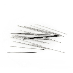Iron Tapestry Needles, Platinum, 50x0.4mm, Hole: 2x0.3mm, about 23~25pcs/bag(IFIN-R219-37)
