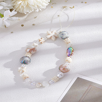 1Pc Plastic Imitation Shell Mobile Straps, Star, Seashell Color, 165mm