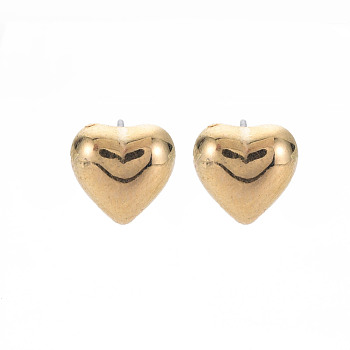 Heart Stud Earrings for Women, Cadmium Free & Lead Free, Gold, 10x10mm, Pin: 0.6mm