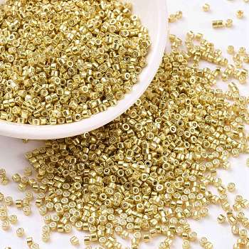Cylinder Seed Beads, Metallic Colours, Uniform Size, Champagne Yellow, 2x1.5mm, Hole: 0.8mm, about 40000pcs/bag, 450g/bag