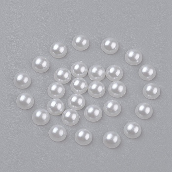 5MM Creamy White Dome Half Round Acrylic Imitated Pearl Cabochons Fit Phone Decoration, Size: about 5mm in diameter, 2.5mm thick