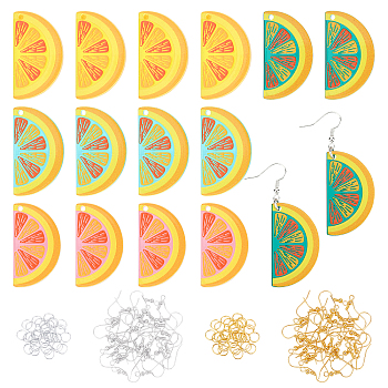 Olycraft 3D Printed Orange Charm Dangle Earring Making Kit for Girl Women, Including Translucent Acrylic Pendants, Brass Earring Hooks & Jump Rings, Mixed Color, Pendants: 16pcs/set