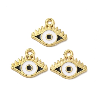 Alloy Enamel Pendants, Eye Charm, Golden, Black, 12.5x15x1.5mm, Hole: 1.4mm