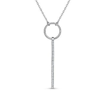 TINYSAND Key 925 Sterling Silver CZ Pendant Necklaces, Silver, 17.2 inch