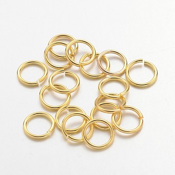 Golden Color Brass Jump Rings, Cadmium Free & Lead Free, Open Jump Rings, 18 Gauge, 8x1mm, Inner Diameter: 6mm, about 430pcs/50g