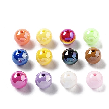 Opaque Acrylic Beads, Round, Mixed Color, 15.5x15mm, Hole: 2.8mm