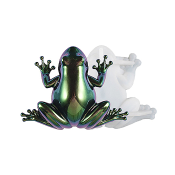 3D Animal Figurine Silicone Molds, Resin Casting Molds, for UV Resin & Epoxy Resin Craft Making, White, Frog Pattern, 100x133x34mm