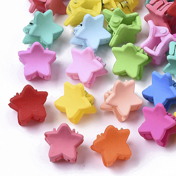 Hair Accessories, Plastic Claw Hair Clips, Spray Paint, Star, Mixed Color, 14x14x17mm