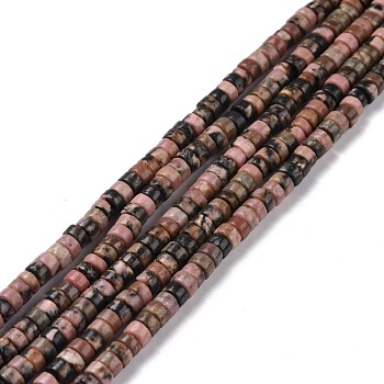 Natural Rhodonite Beads Strands, Flat Round, 4x2mm, Hole: 1mm, about 169pcs/strand, 14.96''(38cm)