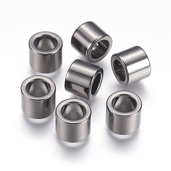 304 Stainless Steel Beads, Large Hole Beads, Column, Gunmetal, 10x8mm, Hole: 6.5mm