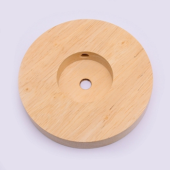 Pine Wood Lampholder Accessories, Flat Round, BurlyWood, 120x20.5mm, Hole: 8mm & 10.5mm, Tray: 50mm