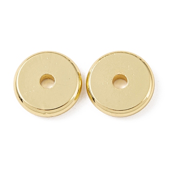 Brass Beads, Cadmium Free & Lead Free, Long-Lasting Plated, Disc, Real 18K Gold Plated, 10x2mm, Hole: 1.6mm
