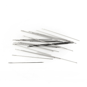 Iron Tapestry Needles, Platinum, 50x0.4mm, Hole: 2x0.3mm, about 23~25pcs/bag