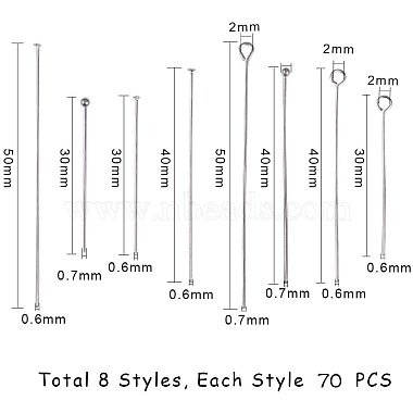 304 Stainless Steel Eye Pins/Head Pins/Ball Head pins(STAS-PH0004-13P)-2