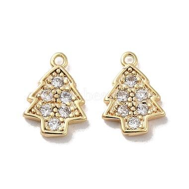 Real 18K Gold Plated Clear Tree Brass+Cubic Zirconia Charms
