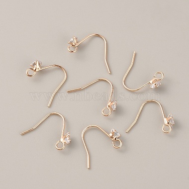 Brass Micro Pave Clear Cubic Zirconia Earring Hooks(KK-WH0047-96RG)-2