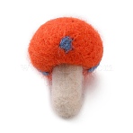 Handwork Felt Needle Felting Mushroom Ornaments, for Home Decoration Display, Orange Red, 36~41x32~34mm(AJEW-WH0289-38D)