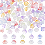 100Pcs 10 Colors Transparent Two Tone Spray Painted Glass Beads, Flower, Mixed Color, 7x11.5x11.5mm, Hole: 1.2mm, 10pcs/color(GLAA-ME0001-02)