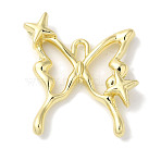 Rack Plating Alloy Pendants, Cadmium Free & Nickel Free & Lead Free, Butterfly with Star, Golden, 24x23x4mm, Hole: 1.5x3.5mm(FIND-I039-046G)