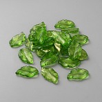 Handmade Lampwork Pendants, Leaf Charms, Yellow Green, 28x17x3.5mm, Hole: 1.2mm(LAMP-WH0011-12C)