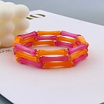 Acrylic Bamboo Joint Beaded Bracelets for Women, Hot Pink, Inner Diameter: 2-1/4 inch(5.8cm)(FS-WG26A21-05)