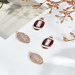 4Pcs 2 Colors Alloy Rhinestone/Enamel Pendants, Rugby, Mixed Color, 27.5x14x3~3.5mm, Hole: 1.6mm, 2pcs/style(FIND-LP0006-05)