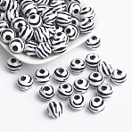 Chunky Bubblegum White and Black Acrylic Zebra Striped Style Heart Beads, Size: about 12mm in diameter, hole: 2.5mm(X-SACR-C020-42)