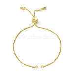 5Pcs Rack Plating Adjustable Brass Slider Bracelet Making, with Cubic Zirconia, Long-Lasting Plated, Golden,  11.8~12.2cm(MAK-FS0001-03G)