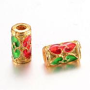 Alloy Enamel Beads, Column, Golden, 12x7mm, Hole: 3mm(ENAM-T003-01)