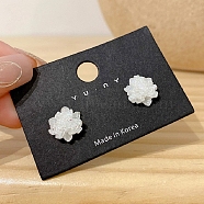 Alloy & Resin Earrings for Women, with 925 Sterling Silver Pin, Flower, 24x10mm(FS-WG67811-39)