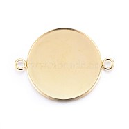 201 Stainless Steel Cabochon Connector Settings, Plain Edge Bezel Cups, Flat Round, Real 24K Gold Plated, Tray: 30mm, 42x32x2mm, Hole: 3mm(X-STAS-F191-15G-J)