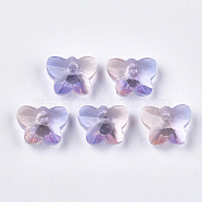 Rainbow K9 Glass Charms, Faceted, Butterfly, Lilac, 12x15.5x7.5mm, Hole: 1mm(GLAA-S180-15B)