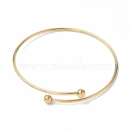 Ion Plating(IP) Adjustable 304 Stainless Steel Wire Cuff Bangle Making, with Irremovable Ball, Real 18K Gold Plated, Inner Diameter: 2-3/4 inch(7.1cm)(X-MAK-F286-02G)