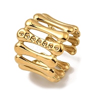 304 Stainless Steel Open Cuff Rings, Bamboo, Real 18K Gold Plated, Inner Diameter: 17.8mm(RJEW-Z018-06G)