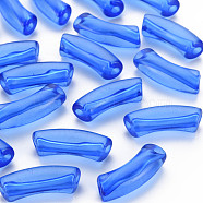 Transparent Acrylic Beads, Curved Tube, Royal Blue, 32x9.5x8mm, Hole: 1.8mm, about 330pcs/500g(MACR-S372-002C-004)