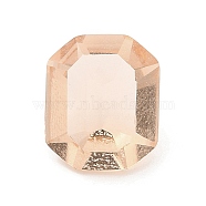 Pointed Back Glass Rhinestone Cabochons, Rectangle, Faceted, Bisque, 12x10x5~6mm(GLAA-B012-17B-04)