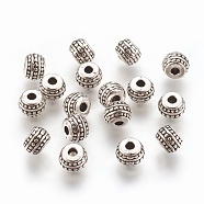 Tibetan Style Alloy Spacer Beads, Rondelle, Lead Free & Cadmium Free, Antique Silver, 7mm, Hole: 1mm(LF0883Y)
